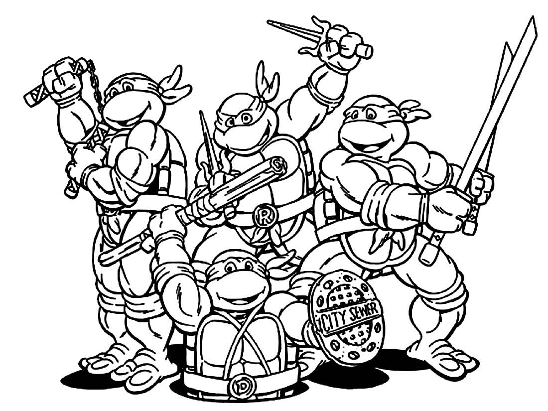 Desenho de ninjas Tartarugas para imprimir e colorir - Tartarugas