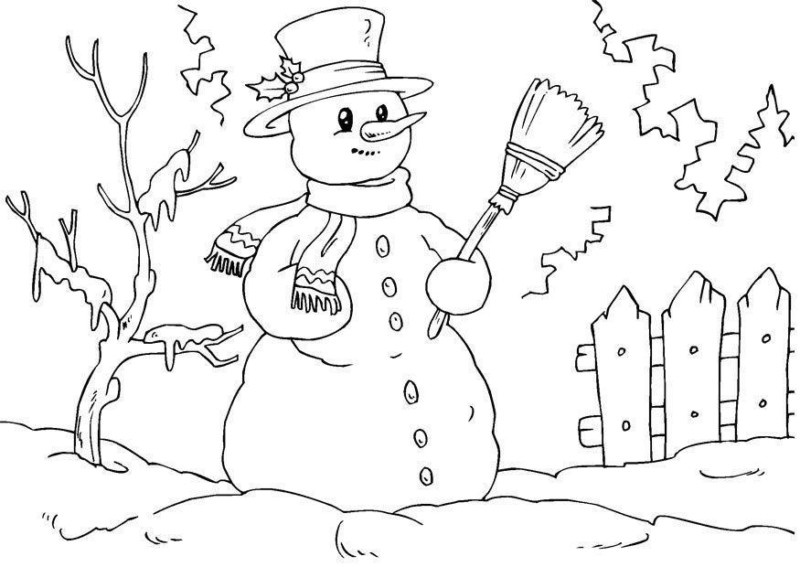 Imprimir um boneco de neve para colorir Colorir e Pintar!