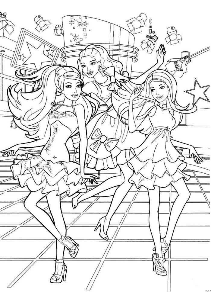 Desenho para colorir barbie e suas amigas!