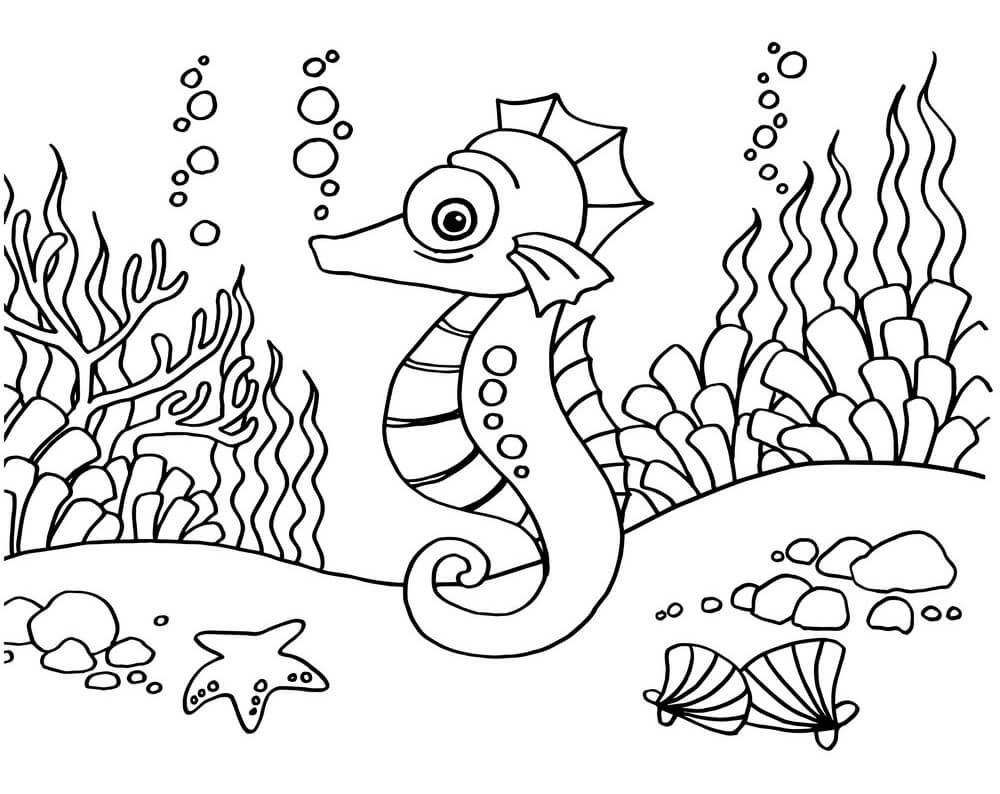 Desenhos para colorir de desenho de um cavalo-marinho para colorir