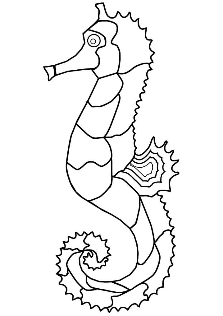 Desenho e Imagem Cavalo Marinho Concha para Colorir e Imprimir