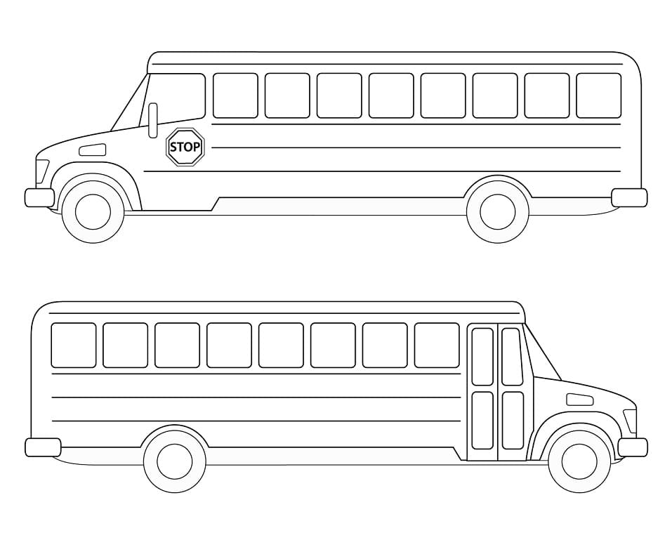 contorno de página para colorir e tutorial de desenho. como desenhar um  carro. ônibus escolar a