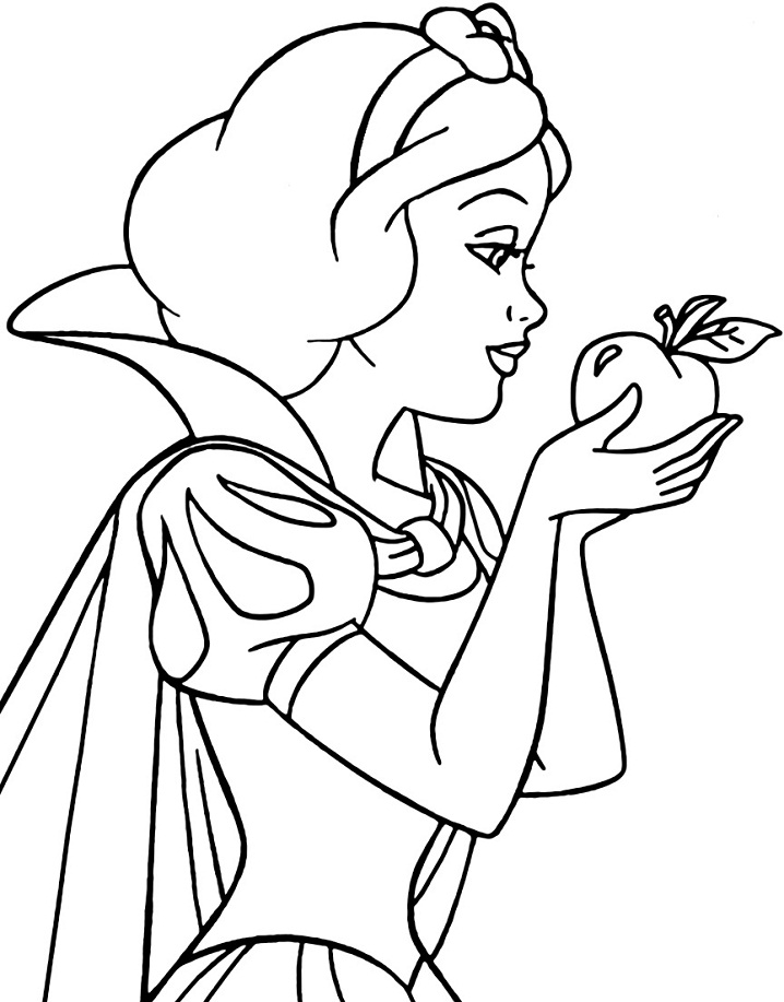 Desenho de Branca de Neve - Princesa Branca de Neve pintado e