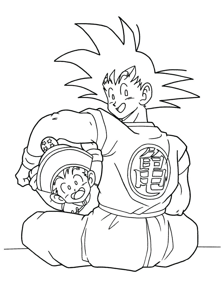 Goku clássico com rabo para colorir - Imprimir Desenhos