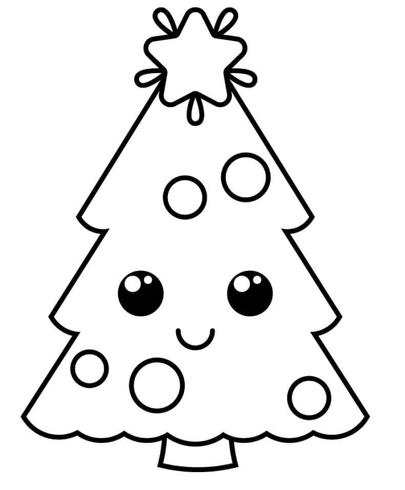 Desenho de árvore de Natal com luzes para pintar