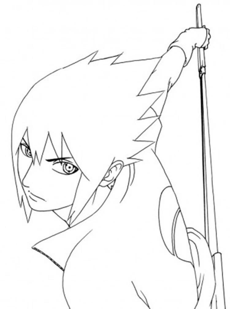 Sasuke parado para colorir - Imprimir Desenhos