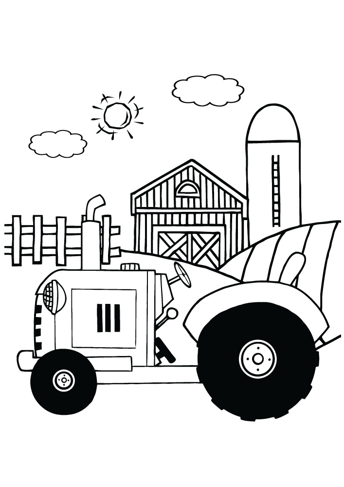 Desenhos para colorir de o caminhão mate e o trator 