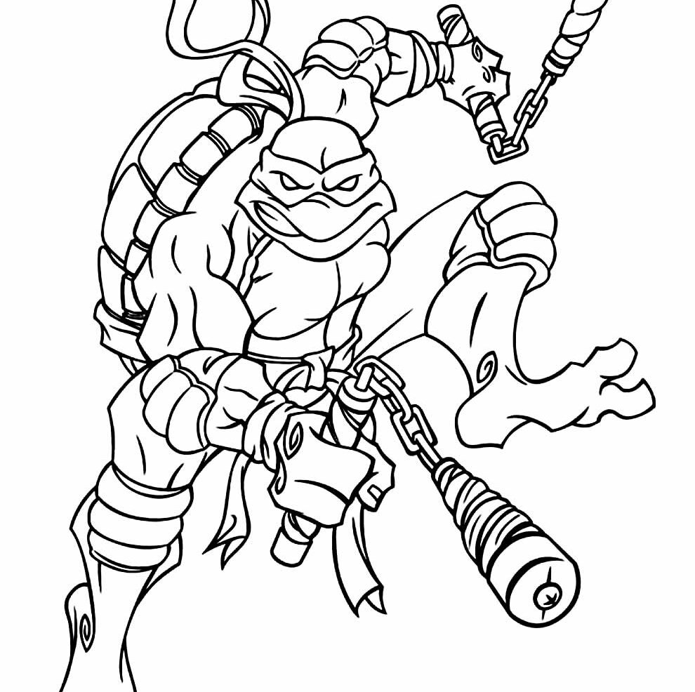 Desenho livre de Tartarugas ninjas para imprimir e colorir