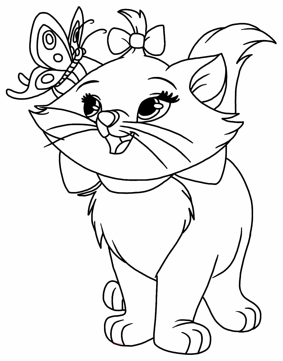 Desenhos para colorir de uma linda gata Marie para meninas em escala para  colorir