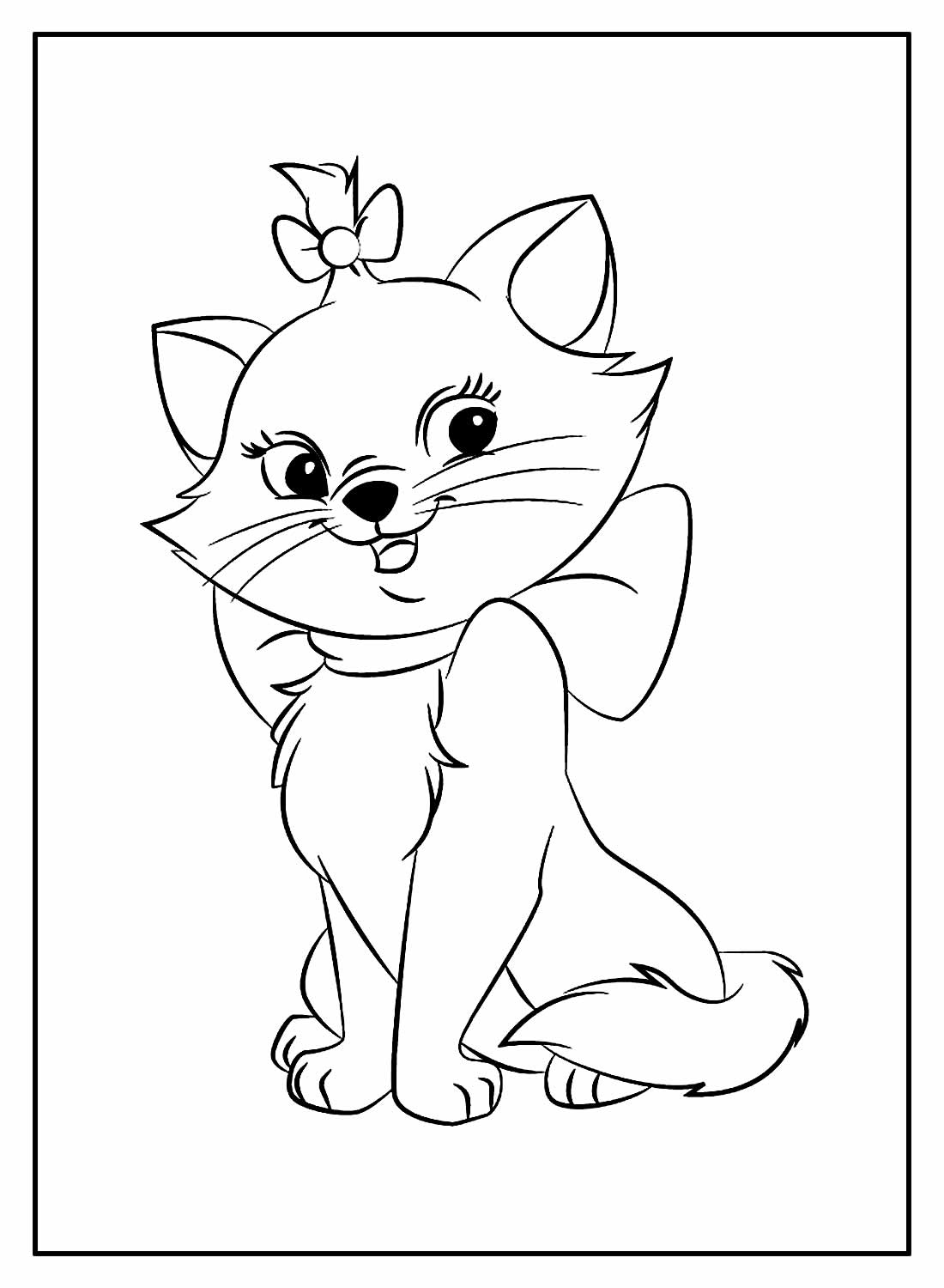 Desenhos para colorir de uma linda gata Marie para meninas em escala para  colorir