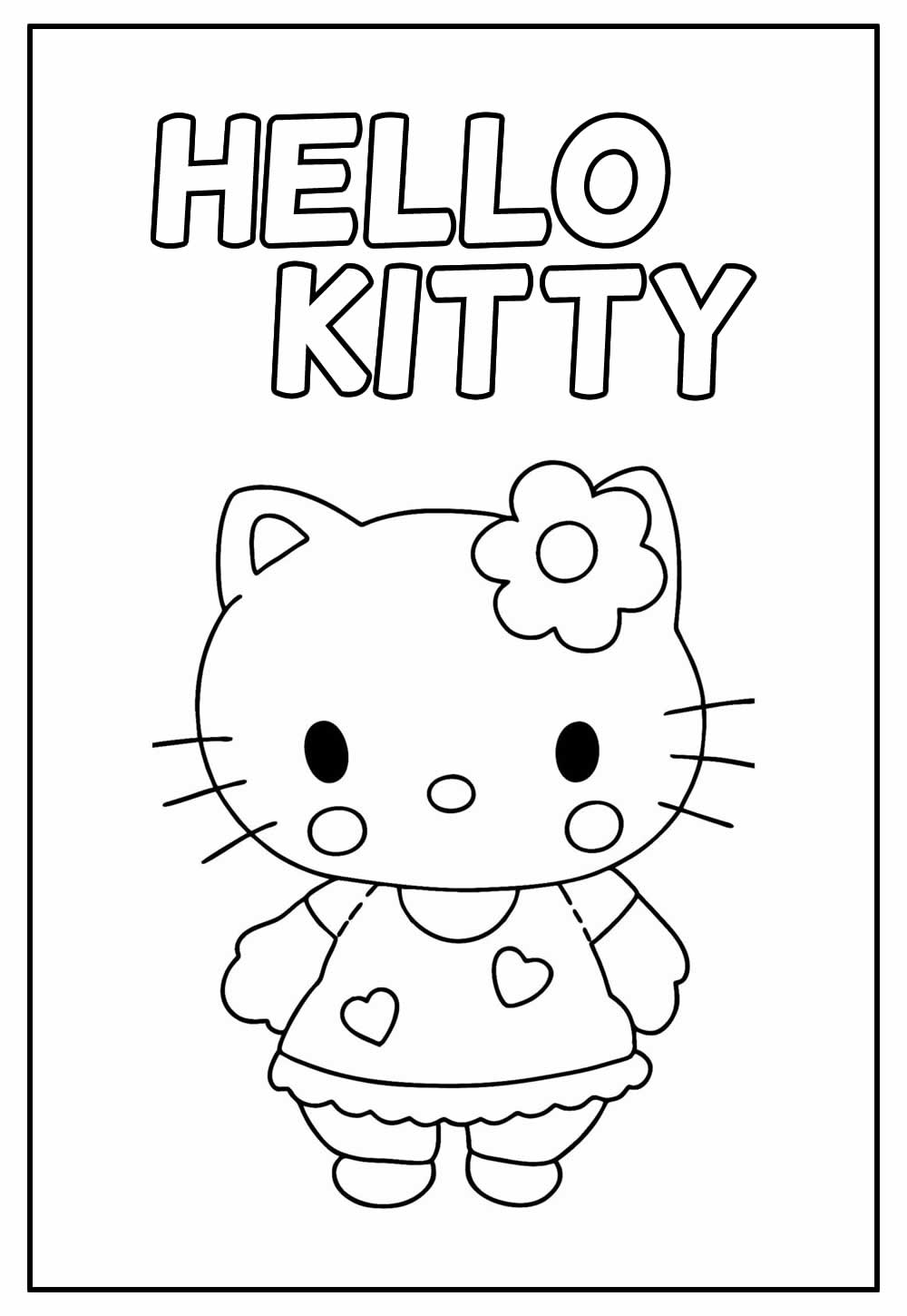 Imprimir para colorir e pintar o desenho Hello Kitty - 1028