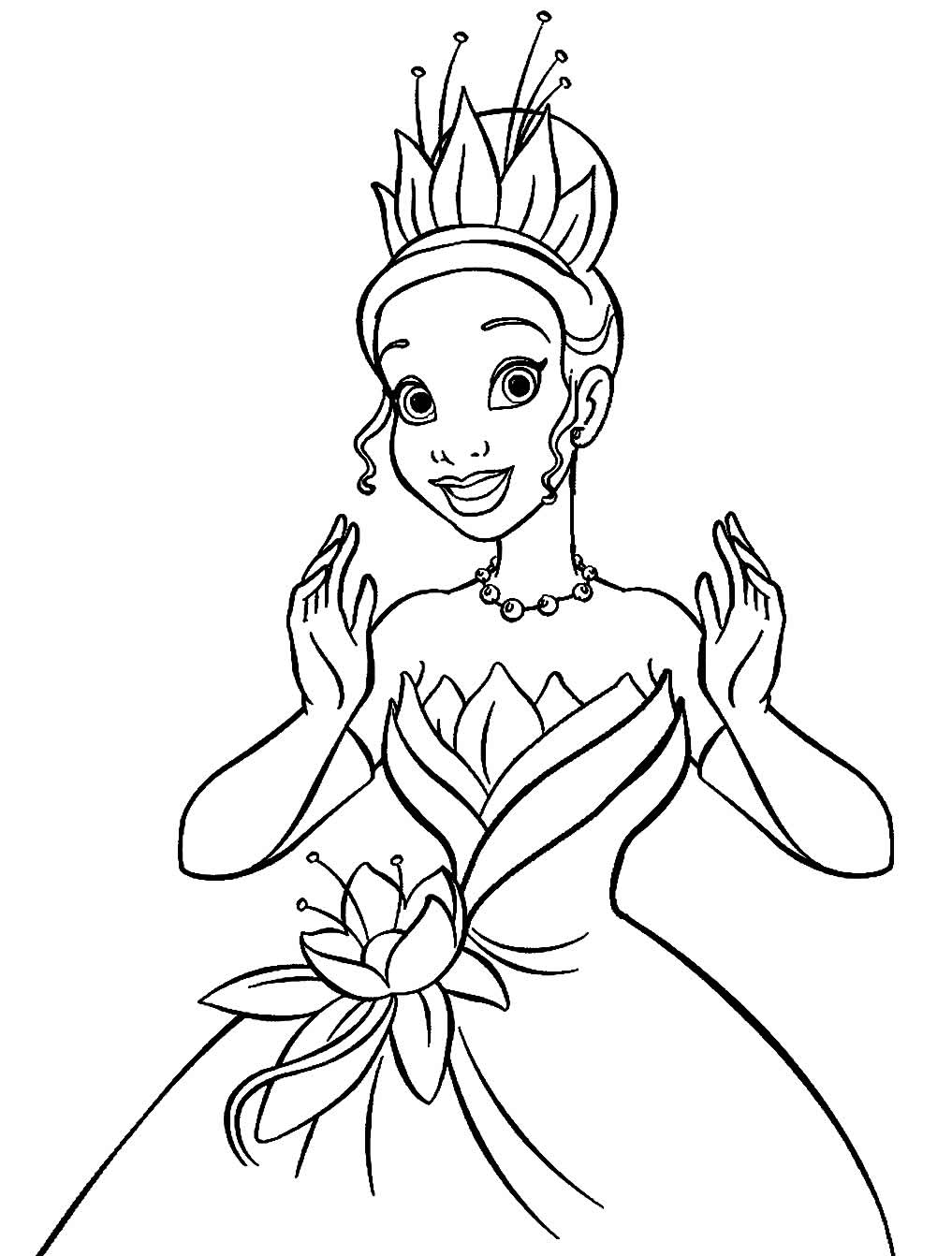 Desenho de princesa com sapo para colorir
