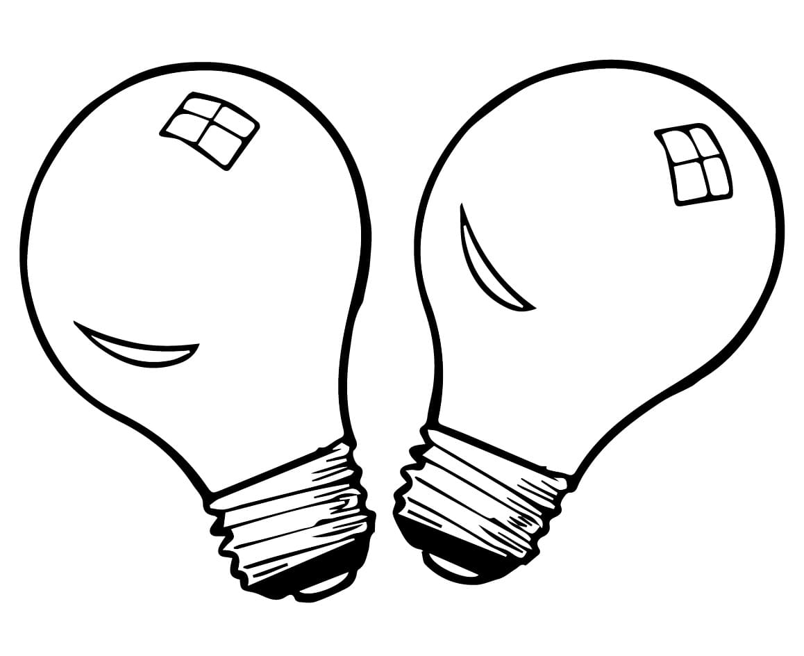 desenho de duas lampadas para colorir