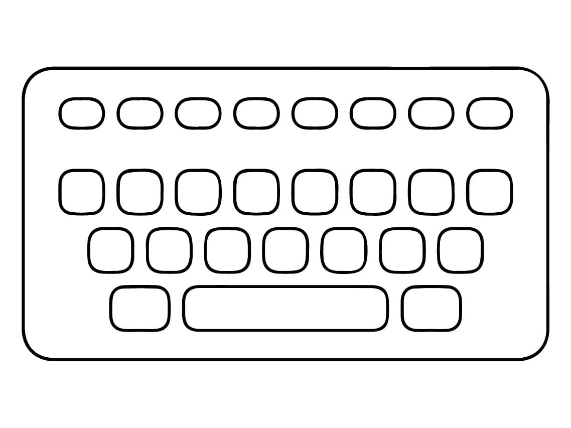 desenho de um teclado fácil para colorir e imprimir